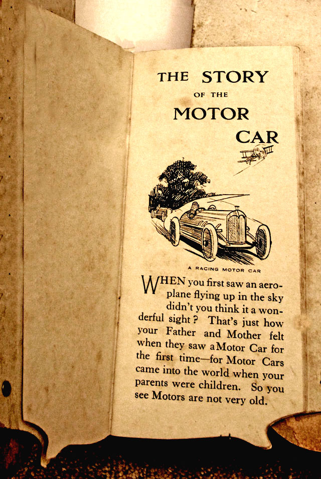 A children's 'book toy' by Valentine & Sons Ltd  -  'The Story of the Motor Car'  -  Page 1