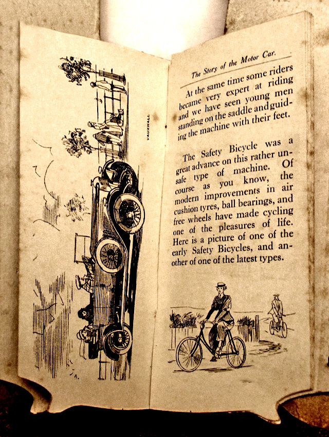 A children's 'book toy' by Valentine & Sons Ltd  -  'The Story of the Motor Car'  -  Pages 8-9