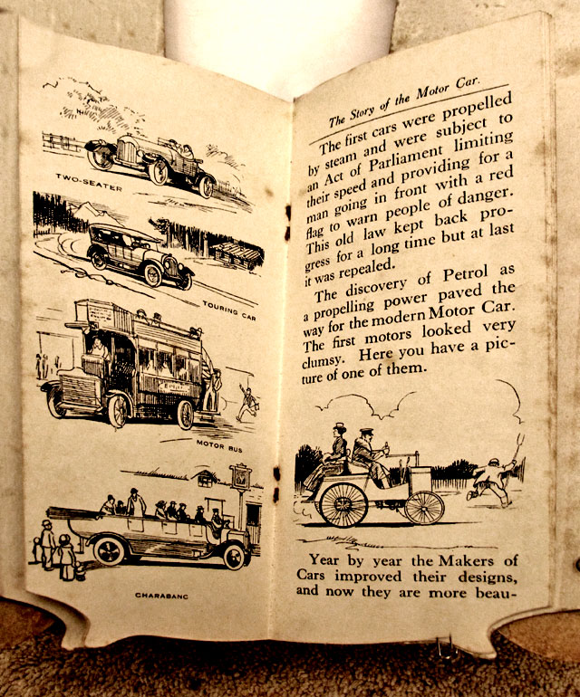 A children's 'book toy' by Valentine & Sons Ltd  -  'The Story of the Motor Car'  -  Pages 10-11