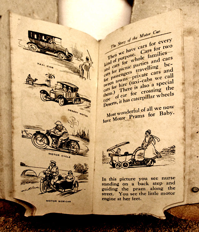 A children's 'book toy' by Valentine & Sons Ltd  -  'The Story of the Motor Car'  -  Pages 14-15