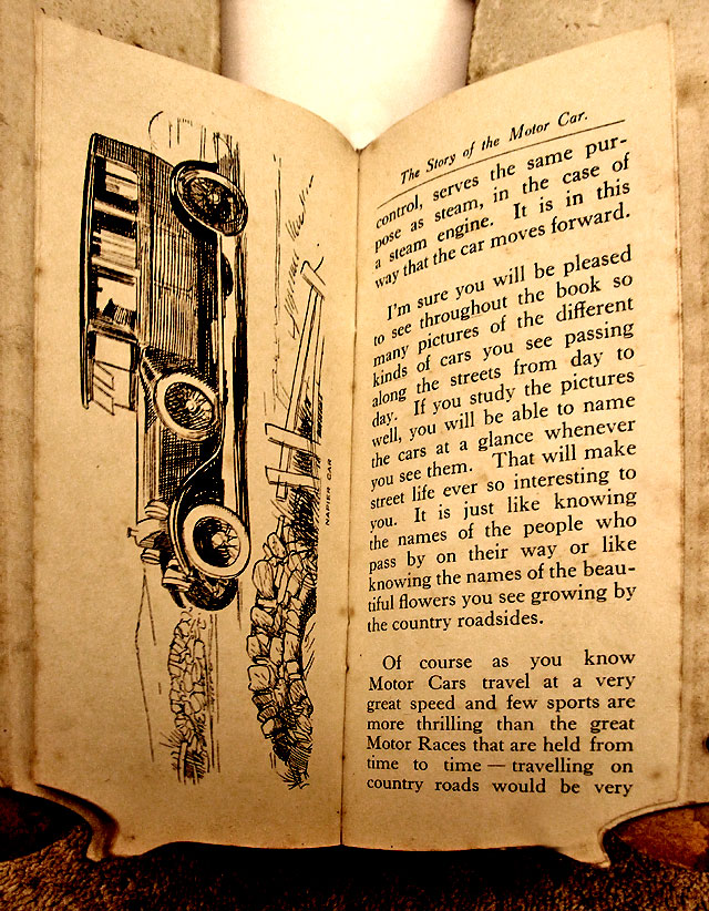 A children's 'book toy' by Valentine & Sons Ltd  -  'The Story of the Motor Car'  -  Pages 18-19