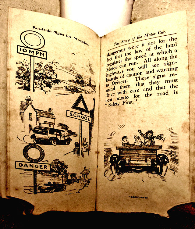 A children's 'book toy' by Valentine & Sons Ltd  -  'The Story of the Motor Car'  -  Pages 20-21