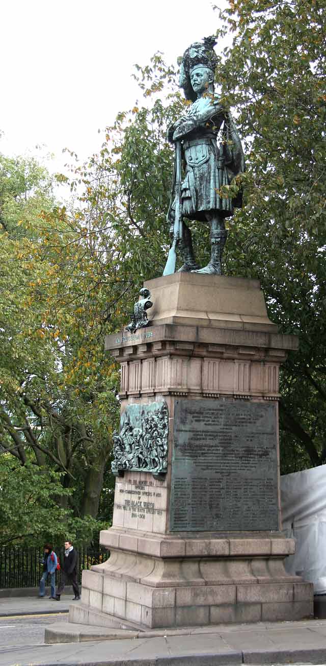 The Black Watch Monument at the corner of Market Street and North Bank Street