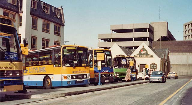Coaches parked at the old bus station in Saint Andrew Square
