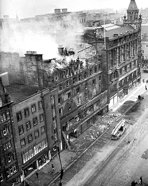 C&A Modes, Princes Street  -  Fire 1955, View from Scott Monument