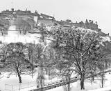 View from the steps at the NE corner of West Princes Street Gardens  -  Looking SW across the gardens towards Edinburgh Castle