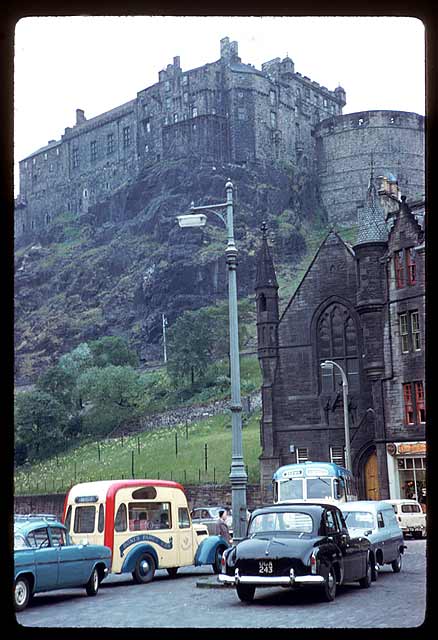 Photograph taken by Charles W Cushman in 1961 - Grassmarket and Edinburgh Castle
