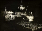 Fireworks at the end of the Edinburgh Tattoo, performed on the Esplanade at Edinburgh Castle  -  1951