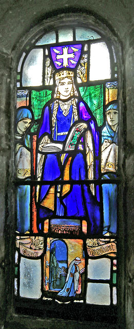 A small stained glass window in St Margaret's Chapel, the oldest building of Edinburgh Castle