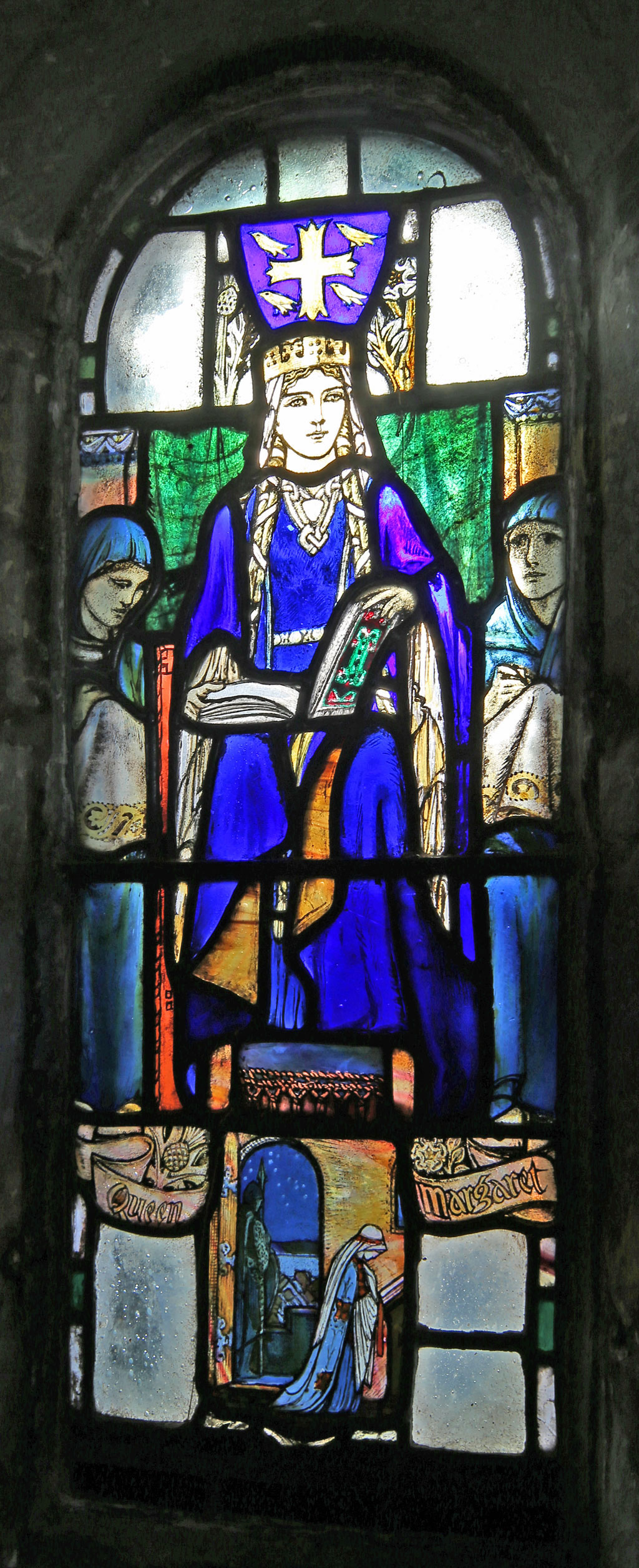 A small stained glass window in St Margaret's Chapel, the oldest building of Edinburgh Castle
