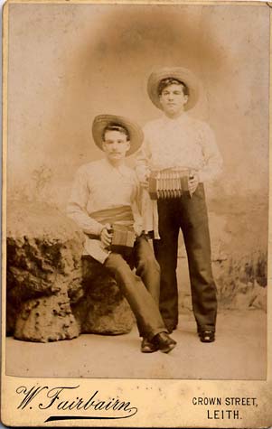 Cabinet Print of Two Accordionists  -  by W Fairbairn