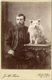 Cabinet Print by John McKean  -  Man and dog