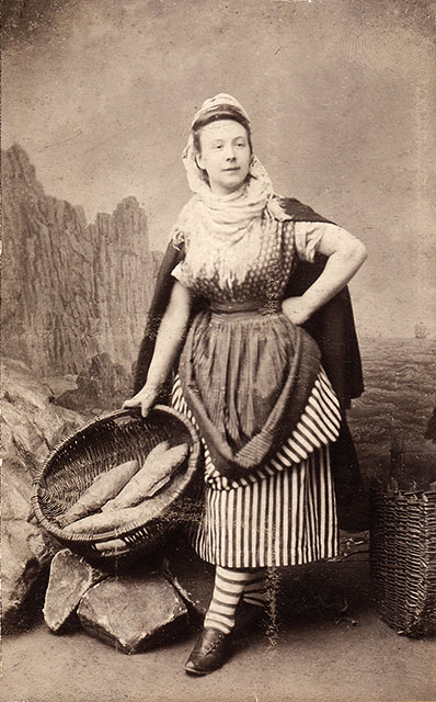 Moir & Halkett Cabinet Print  -  Jeremy Nayler's great grandmother, dressed as a Newhaven Fisherwoman  -  Photo taken around 1889 to 1893.