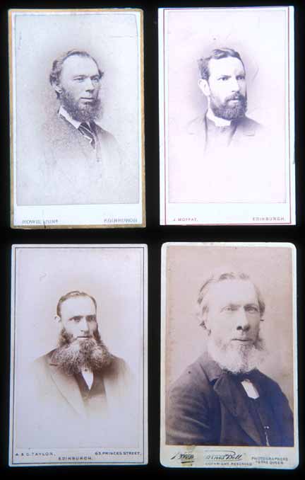 Cartes de Visite  -  4 bearded men  -  Photographers: Howie, Moffat, Taylor, Brown Barnes & Bell