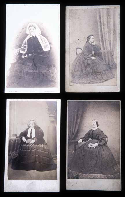 Cartes de Visite  -  4 ladies in large dresses  -  Photographers: Tunny, Towert, Moffat, Ross