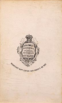 Carte de visite  -  No 1  -  back  -  by James Gilchrist