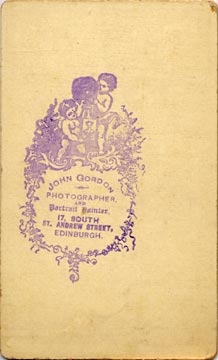 Carte de visite No 1  -  by John Gordon -  back