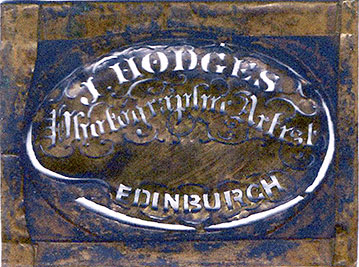 A metal stencil used by the early Edinburgh Photographic Artist, James Hodges
