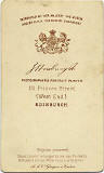 The back of a carte de visite from John Horsburgh's studio at 131 Princes Street  -  Crest and normal printing
