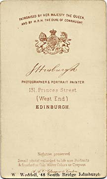 The back of a carte de visite by John Horsburgh  -  Oval  -  older man