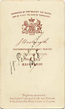The back of a carte de visite by John Horsburgh  -  Oval  -  younger man