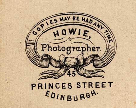 Detail from the back of a carte de visite by Howie of 45 Princes Street.  Which member of the Howie family was it who produced this carte de visite