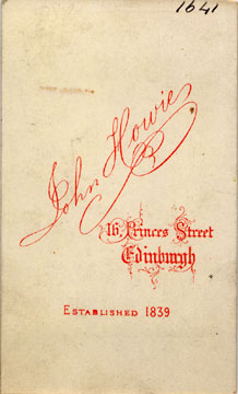 Back of a carte de visite by John Howie  -  No 1641