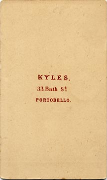 The back of a carte de visite  -  Kyles  -  33 Bath Street  -  Lady