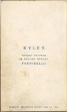 The back of a carte de visite  -  Kyles  -  36 Regent Street  -  Lady with book and pillar