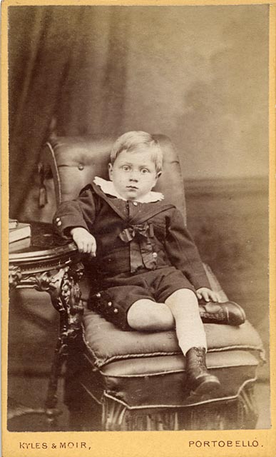 Carte de visite  -  Kyles & Moir  - 1877 to 1882  -  Boy on  couch