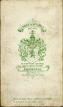 Lawrie & Mitchell  -  the back of a carte de visite