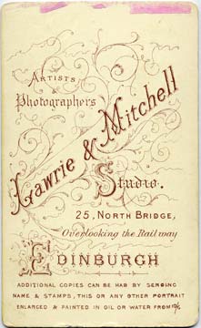Lawrie & Mitchell  -  the back of a carte de visite