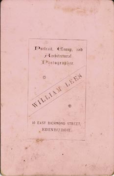 The back of a carte de visite from the studio of William Lees