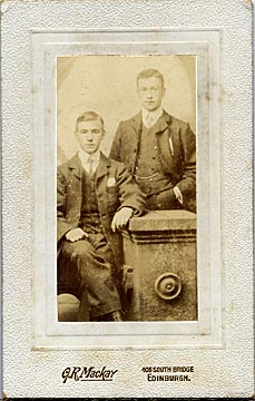 GR Mackay  -  Small photograph of two men mounted on a carte-de-visite size mount