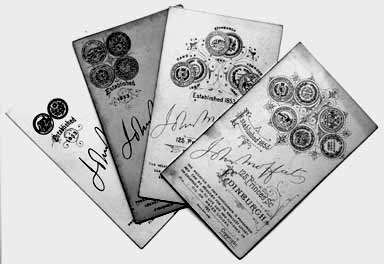 4 Cartes de Visite (backs)  -  Photographer: John Moffat