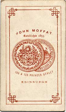 John Moffat  -  Carte de visite  -  1873-75  -  Back = "Large Medal"