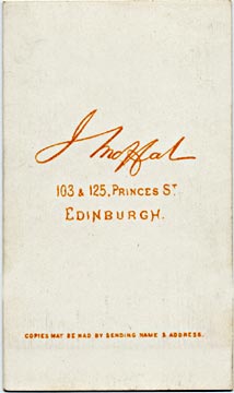 John Moffat  -  Carte de visite  -  1973-75  -  Back = Text but no logo