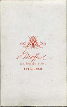 John Moffat  -  Carte de visite  -  1861-73  -  Back = Scroll style of lettering