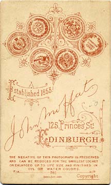 John Moffat  -  Carte de visite  -  1882-86  -  Back = "3 Medals"