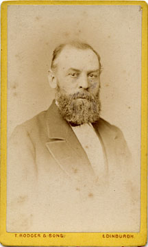 Carte de Visite of a bearded man from the Edinburgh studio of T Rodger & Sons (front)