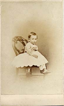 A carte de visite by the Edinburgh professional photographer John Ross  -  from his studio at 5 Lothian Road  -  Child on a Chair