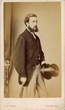 The back of a carte de visiet by James Good Tunny  -  1860-1870  - Man standing with top hat
