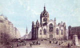 Engraving from Nelson's Pictorial Guide Books  -  High Street and St Giles Church
