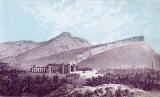 Engraving from Nelson's Pictorial Guide Books  -  Holyrood Palace and Arthur Seat