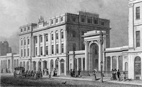 Engraving in Modern Athens  -  Published 1829  -  The new Post Office in Waterloo Place
