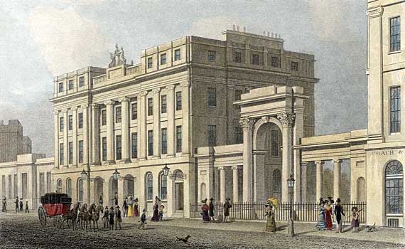 Engraving from 'Modern Athens'  -  hand-coloured  -  Waterloo Place