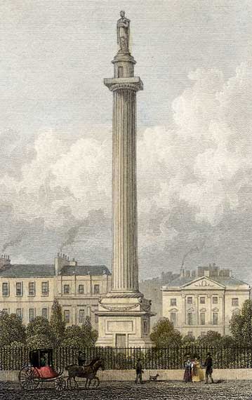 Engraving in 'Modern Athens'  -  hand-coloured  -  Lord Melville's Monument