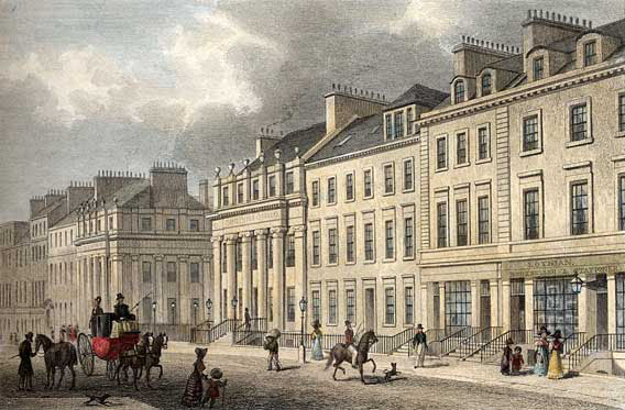 Engraving from 'Modern Ahens'  -  hand-coloured  -  St Andrew Square