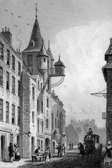 Engraving from Modern Athens  -  The Canongate Tolbooth