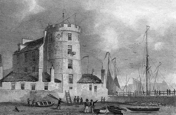 Engraving in 'Modern Athens'  -  Signal Tower - Leith Harbour